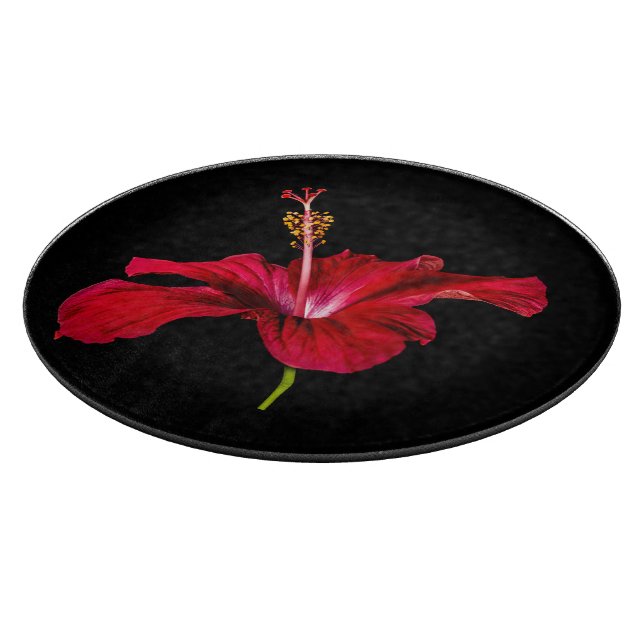 Red Hibiscus Flower Side View Cutting Board (Corner)