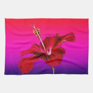 Red Hibiscus Flower Side View Kitchen Towel