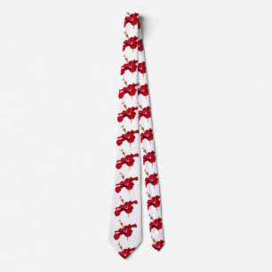 Red Hibiscus Flower Side View Tie
