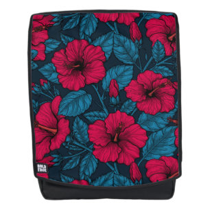 Red hibiscus flowers backpack