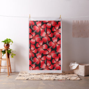 Red hibiscus flowers fabric