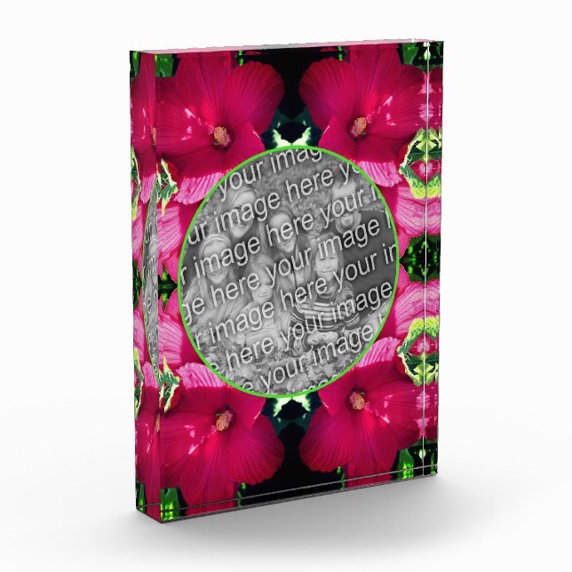 Red Hibiscus Flowers Frame Add Your  Photo Block (Left)