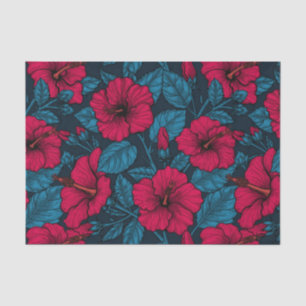 Red hibiscus flowers tissue paper