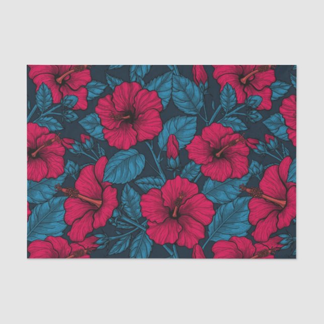 Red hibiscus flowers tissue paper (Front)