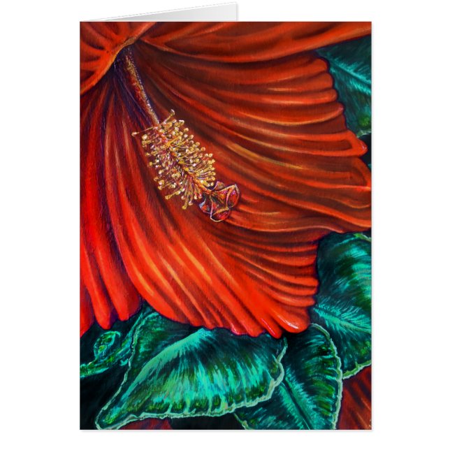 Red Hibiscus Greeting Card (Front)