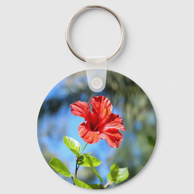 Red Hibiscus Keychain (Front)