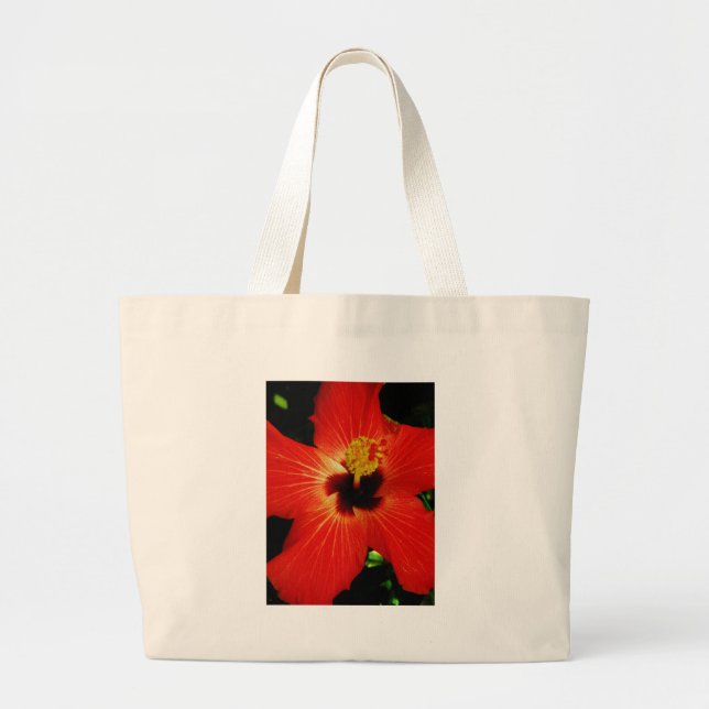 Red Hibiscus Large Tote Bag (Front)