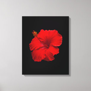 Red Hibiscus on Black - Customized Template Canvas Print