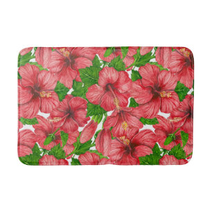 Red hibiscus pattern II Bath Mat
