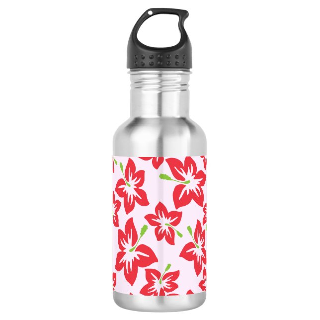 Red Hibiscus, Red Flowers, Pattern Of Flowers 532 Ml Water Bottle (Front)