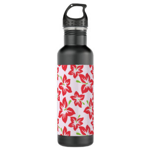 Red Hibiscus, Red Flowers, Pattern Of Flowers 710 Ml Water Bottle