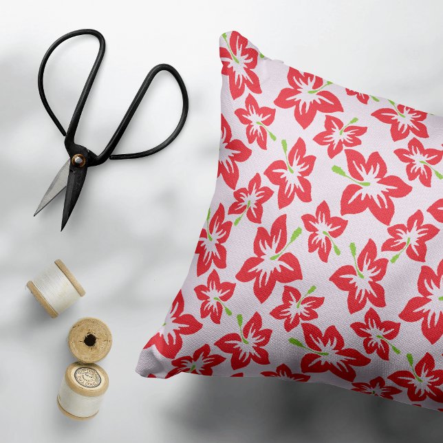Red Hibiscus, Red Flowers, Pattern Of Flowers Accent Pillow (Creator Uploaded)