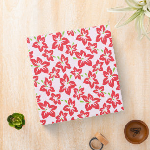 Red Hibiscus, Red Flowers, Pattern Of Flowers Binder