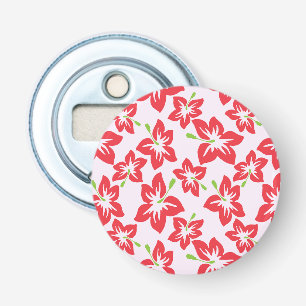 Red Hibiscus, Red Flowers, Pattern Of Flowers Bottle Opener