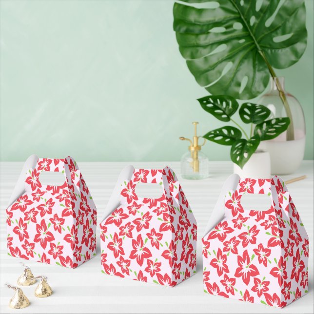 Red Hibiscus, Red Flowers, Pattern Of Flowers Favor Box (Multiple)