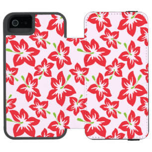 Red Hibiscus, Red Flowers, Pattern Of Flowers Incipio Watson™ iPhone 5 Wallet Case