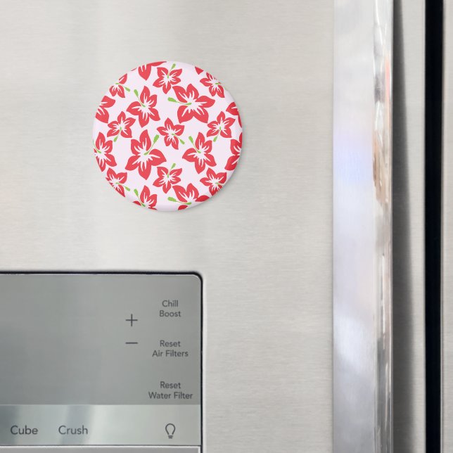 Red Hibiscus, Red Flowers, Pattern Of Flowers Magnet (In Situ (Fridge))