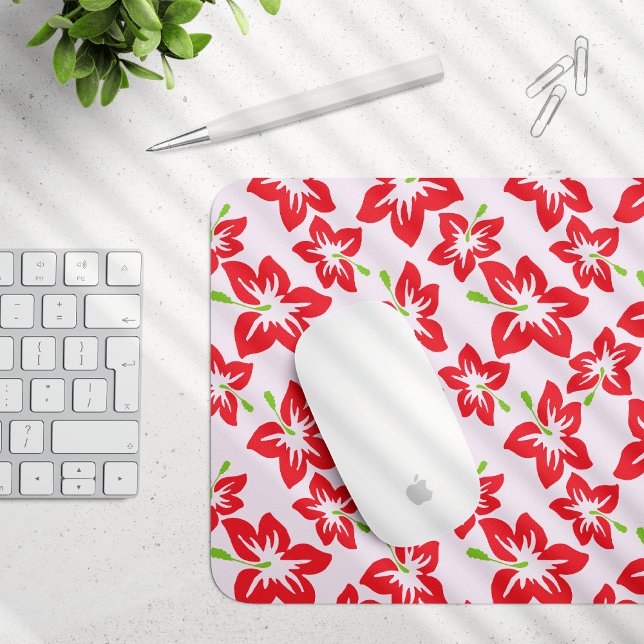 Red Hibiscus, Red Flowers, Pattern Of Flowers Mouse Pad (Creator Uploaded)