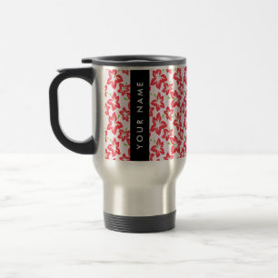 Red Hibiscus, Red Flowers, Your Name Travel Mug