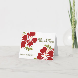Red Hibiscus Thank Notes Cartes