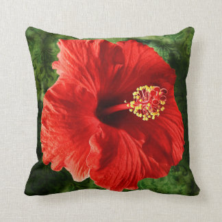 Red Hibiscus Throw Pillow