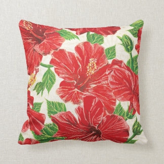 Red Hibiscus Throw Pillow