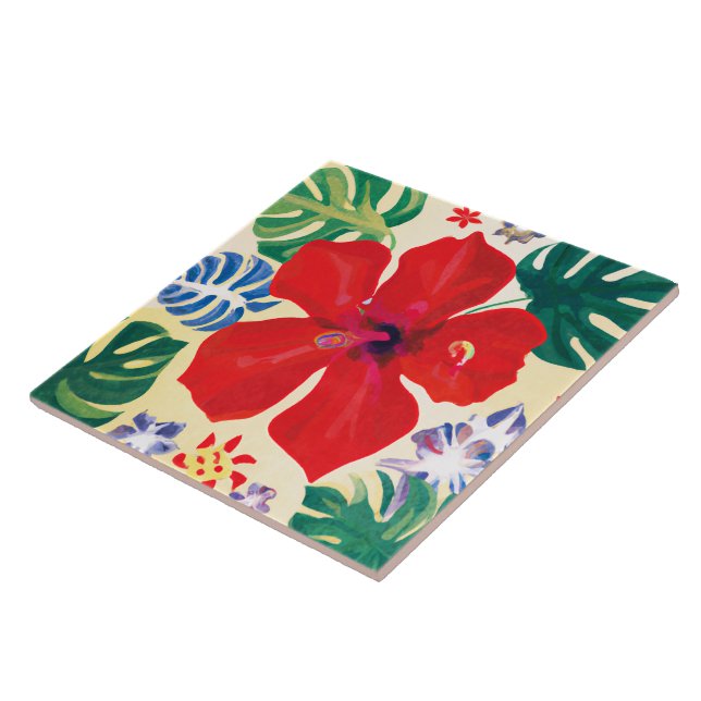 Red hibiscus tile (Side)