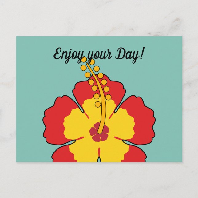 Red Hibiscus Tropical Flower | Add Your Text Postcard (Front)