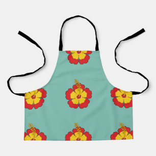 Red Hibiscus Tropical Flower Apron