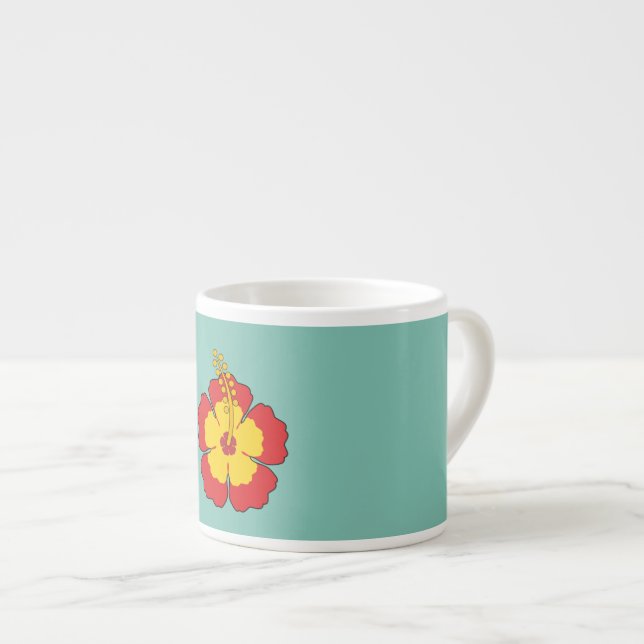 Red Hibiscus Tropical Flower Espresso Cup (Front Right)