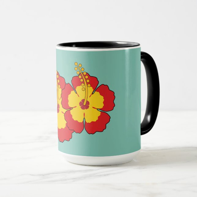 Red Hibiscus Tropical Flower Mug (Front Right)
