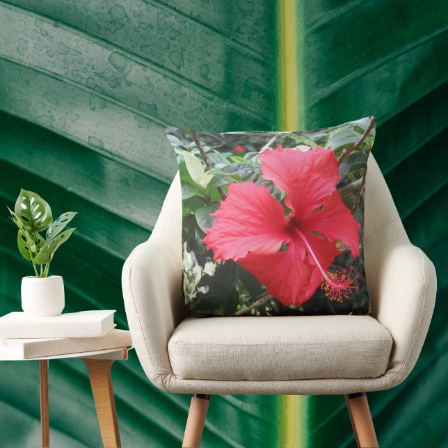 Red hibiscus tropical pillow (Creator Uploaded)