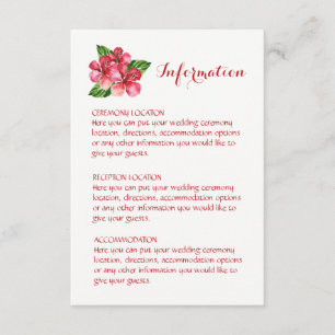 Red Hibiscus Tropical Wedding Information Cards