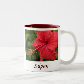 Red Hibiscus Two-Tone Coffee Mug