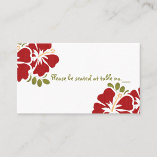 Red Hibiscus Wedding Table Place Cards