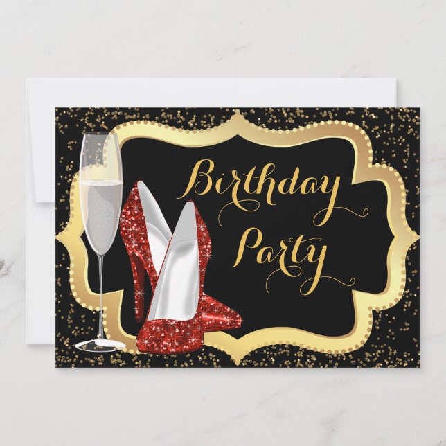 Red High Heel Shoe Birthday Party Invitation (Front)