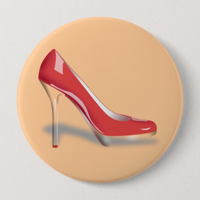 RED HIGH HEEL SHOE Round Button (Front)