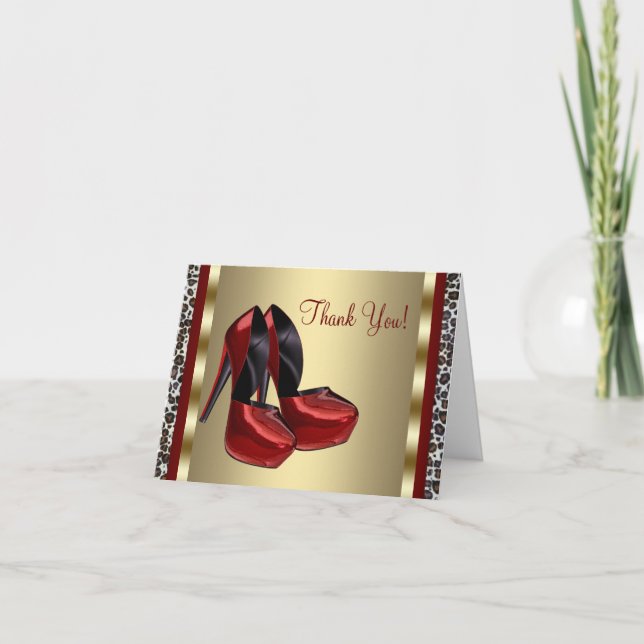 Red High Heel Shoe Thank You Cards (Front)