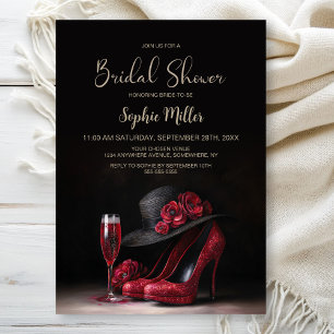 Red High Heel Shoes Bridal Shower Invitation