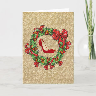 Red High Heel Shoes / Christmas Wreath Holiday Card