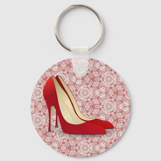 red high heel shoes keychain (Front)