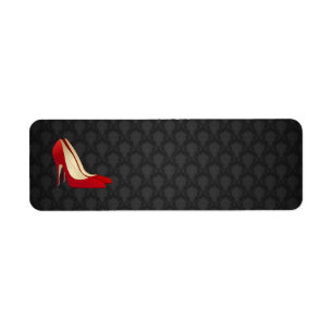 red high heel shoes label