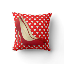 red high heel shoes pillow