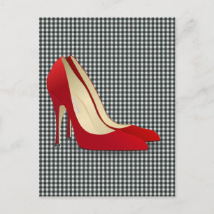 red high heel shoes postcard