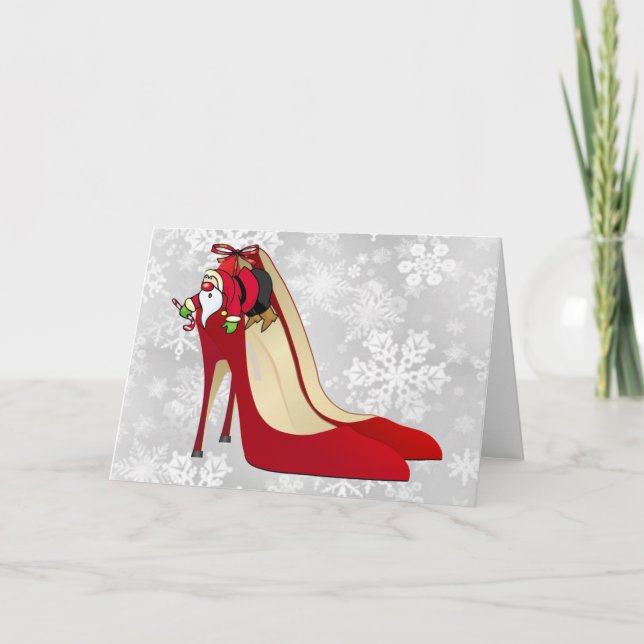 Red High Heel Shoes / Santa Elf Holiday Card (Front)