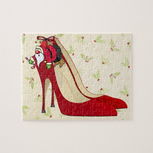 Red High Heel Shoes / Santa Elf Jigsaw Puzzle (Horizontal)