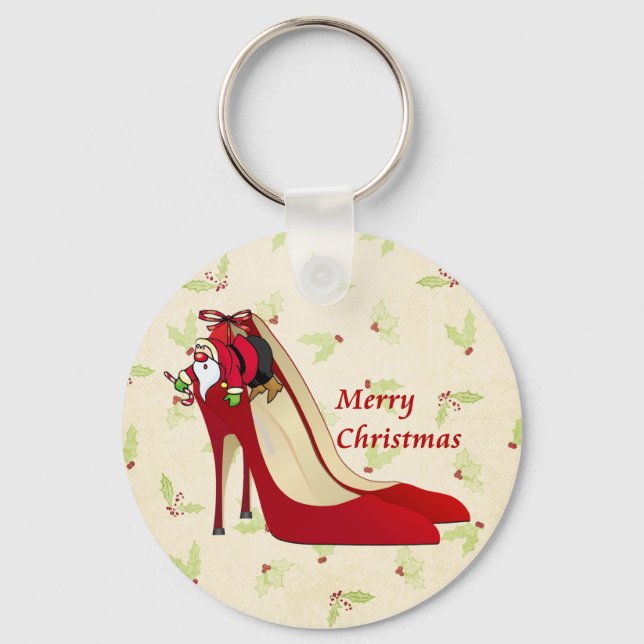 Red High Heel Shoes / Santa Elf Keychain (Front)
