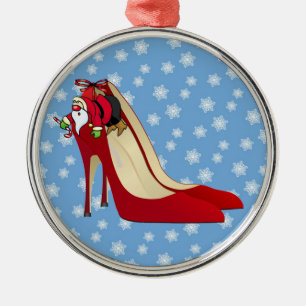 Red High Heel Shoes / Santa Elf Metal Ornament