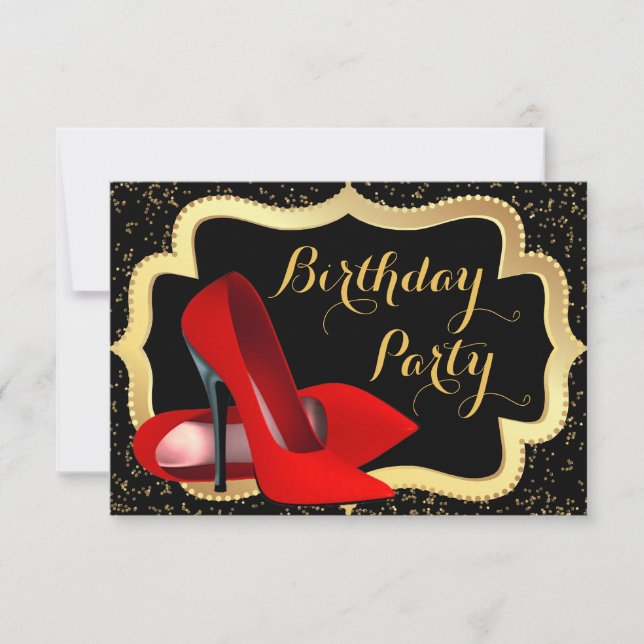 Red High Heels Birthday Party Invitation (Front)