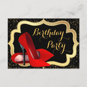 Red High Heels Birthday Party Invitation